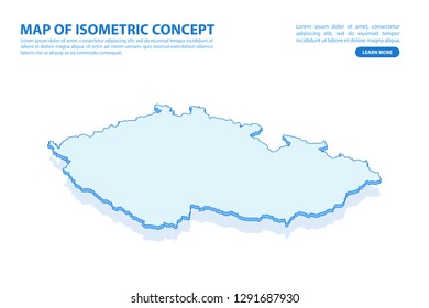 Vector modern isometric concept greeting Card map of Czech Republic on blue background illustration eps 10.