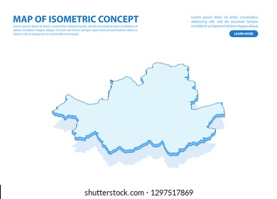 Vector modern isometric concept greeting Card map of Seoul on blue background illustration eps 10.