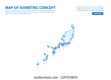Vector modern isometric concept greeting Card map of Palau on blue background illustration eps 10.