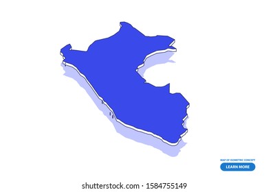 Vector modern isometric concept greeting Card map of Peru on blue background illustration eps 10.