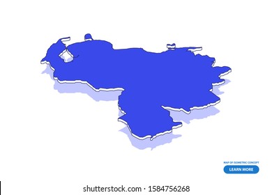 Vector modern isometric concept greeting Card map of Venezuela on blue background illustration eps 10.