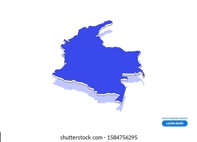 Vector modern isometric concept greeting Card map of Colombia on blue background illustration eps 10.