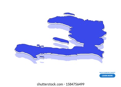 Vector modern isometric concept greeting Card map of Haiti on blue background illustration eps 10.