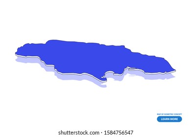 Vector modern isometric concept greeting Card map of Jamaica on blue background illustration eps 10.
