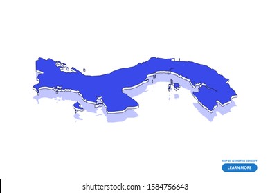 Vector modern isometric concept greeting Card map of Panama on blue background illustration eps 10.