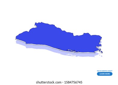 Vector modern isometric concept greeting Card map of El Salvador on blue background illustration eps 10.