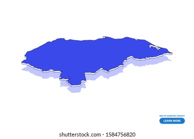 Vector modern isometric concept greeting Card map of Honduras on blue background illustration eps 10.