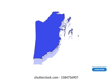Vector modern isometric concept greeting Card map of Belize on blue background illustration eps 10.