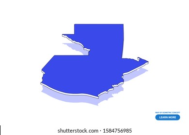 Vector modern isometric concept greeting Card map of Guatemala on blue background illustration eps 10.