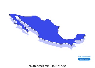Vector modern isometric concept greeting Card map of Mexico on blue background illustration eps 10.