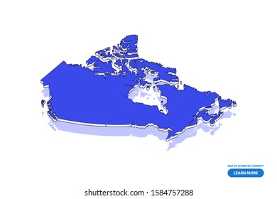 Vector modern isometric concept greeting Card map of Canada on blue background illustration eps 10.