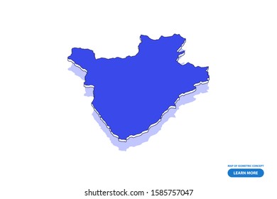 Vector modern isometric concept greeting Card map of Burundi on blue background illustration eps 10.