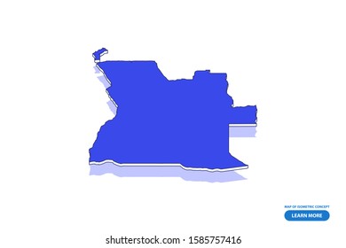 Vector modern isometric concept greeting Card map of Angola on blue background illustration eps 10.