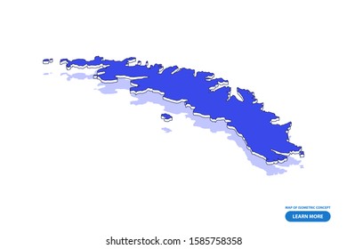 Vector modern isometric concept greeting Card map of South Georgia and the South Sandwich Islands on blue background illustration eps 10.