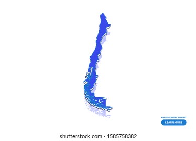 Vector modern isometric concept greeting Card map of Chile on blue background illustration eps 10.