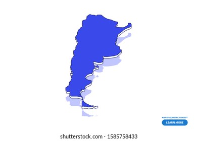 Vector modern isometric concept greeting Card map of Argentina on blue background illustration eps 10.