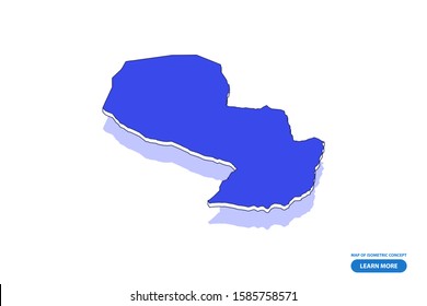 Vector modern isometric concept greeting Card map of Paraguay on blue background illustration eps 10.