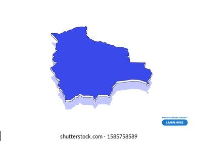 Vector modern isometric concept greeting Card map of Bolivia on blue background illustration eps 10.
