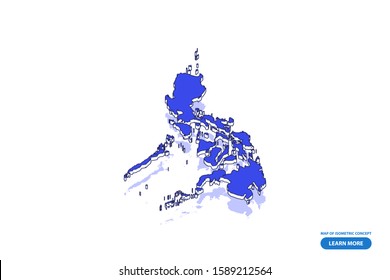 Vector modern isometric concept greeting Card map of Philippines on blue background illustration eps 10.
