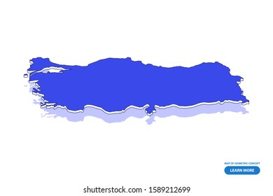 Vector modern isometric concept greeting Card map of Turkey on blue background illustration eps 10.