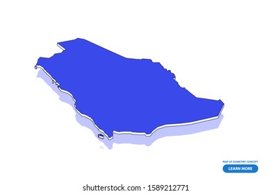 Vector modern isometric concept greeting Card map of Saudi Arabia on blue background illustration eps 10.