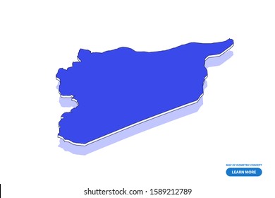 Vector modern isometric concept greeting Card map of Syria on blue background illustration eps 10.