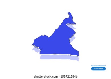 Vector modern isometric concept greeting Card map of Cameroon on blue background illustration eps 10.