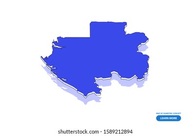 Vector modern isometric concept greeting Card map of Gabon on blue background illustration eps 10.