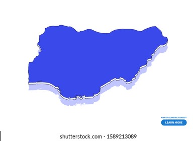 Vector modern isometric concept greeting Card map of Nigeria on blue background illustration eps 10.