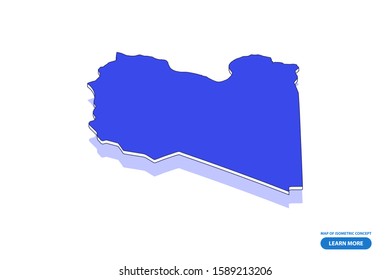 Vector modern isometric concept greeting Card map of Libya on blue background illustration eps 10.