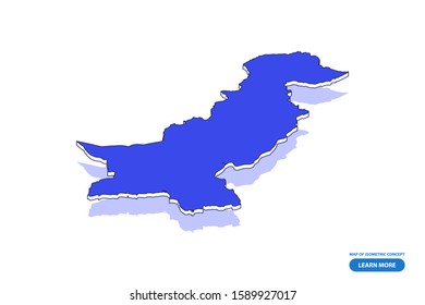 Vector modern isometric concept greeting Card map of Pakistan on blue background illustration eps 10.