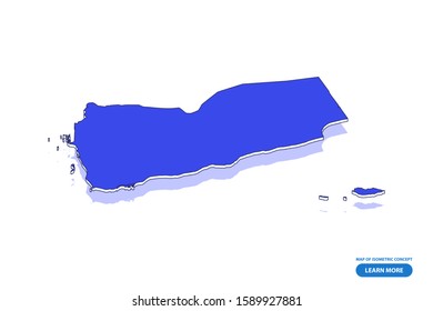 Vector modern isometric concept greeting Card map of Yemen on blue background illustration eps 10.