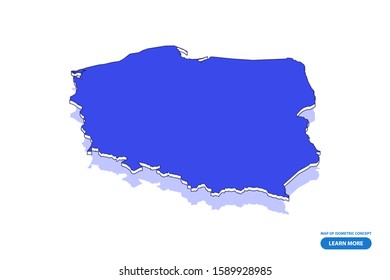 Vector modern isometric concept greeting Card map of Poland on blue background illustration eps 10.