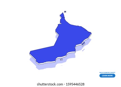 Vector modern isometric concept greeting Card map of Oman on blue background illustration eps 10.