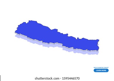 Vector modern isometric concept greeting Card map of Nepal on blue background illustration eps 10.