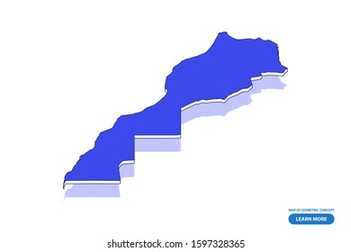 Vector modern isometric concept greeting Card map of Morocco Western Sahara on blue background illustration eps 10.