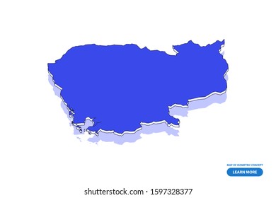 Vector modern isometric concept greeting Card map of Cambodia on blue background illustration eps 10.