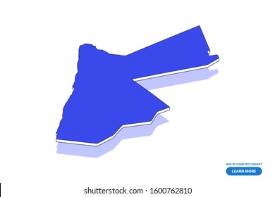 Vector modern isometric concept greeting Card map of Jordan on blue background illustration eps 10.