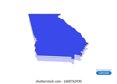 Vector modern isometric concept greeting Card map of Georgia on blue background illustration eps 10.