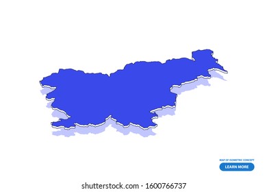 Vector modern isometric concept greeting Card map of Slovenia on blue background illustration eps 10.