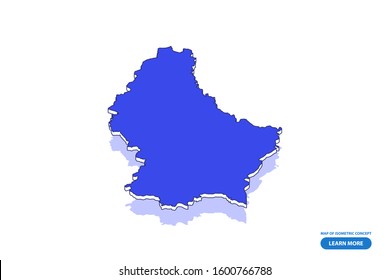 Vector modern isometric concept greeting Card map of Luxembourg on blue background illustration eps 10.
