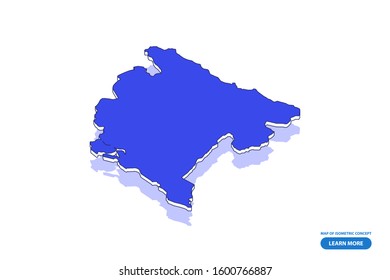 Vector modern isometric concept greeting Card map of Montenegro on blue background illustration eps 10.