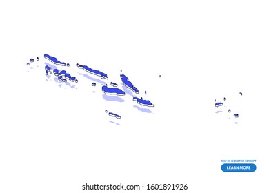 Vector modern isometric concept greeting Card map of Solomon Islands on blue background illustration eps 10.