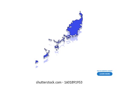 Vector modern isometric concept greeting Card map of Palau on blue background illustration eps 10.
