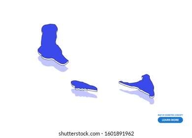 Vector modern isometric concept greeting Card map of Comoros on blue background illustration eps 10.