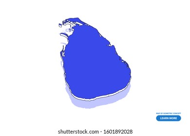 Vector modern isometric concept greeting Card map of Sri Lanka on blue background illustration eps 10.