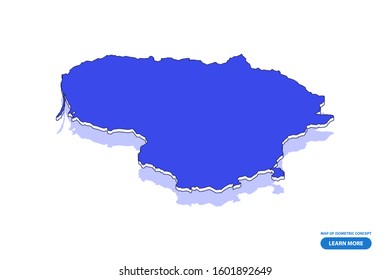 Vector modern isometric concept greeting Card map of Lithuania on blue background illustration eps 10.