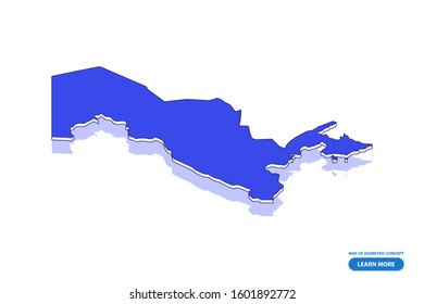 Vector modern isometric concept greeting Card map of Uzbekistan on blue background illustration eps 10.