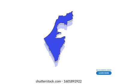 Vector modern isometric concept greeting Card map of Israel on blue background illustration eps 10.