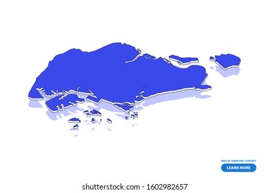 Vector modern isometric concept greeting Card map of Singapore on blue background illustration eps 10.